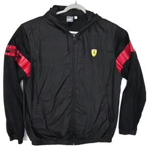 Scuderia Ferrari Jacket Mens XL Black F1 Racing Hooded Windbreaker Puma Formula